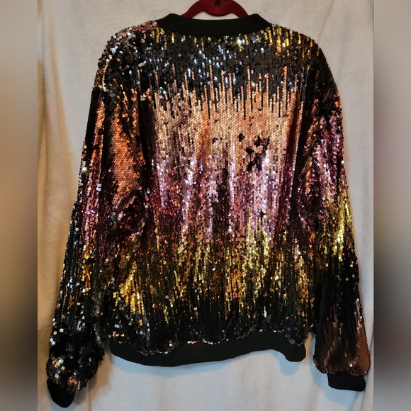 GeeGee Sequin bomber jacket Size Large - Picture 3 of 5
